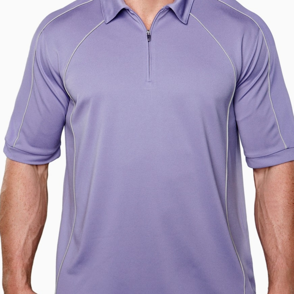 Men's Short Sleeve Polo XXL Zip Placket.
